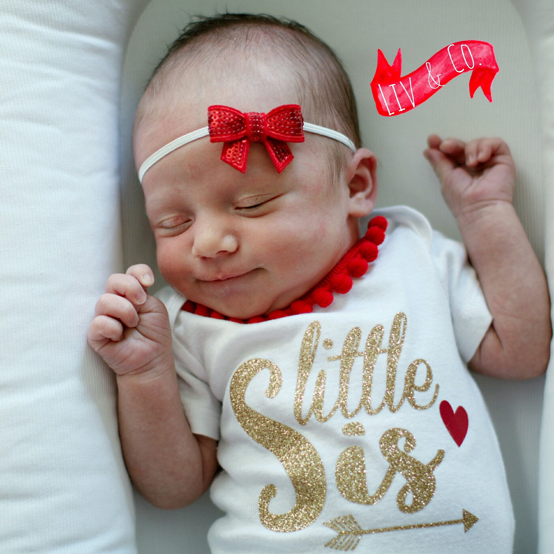 infant red bow headband